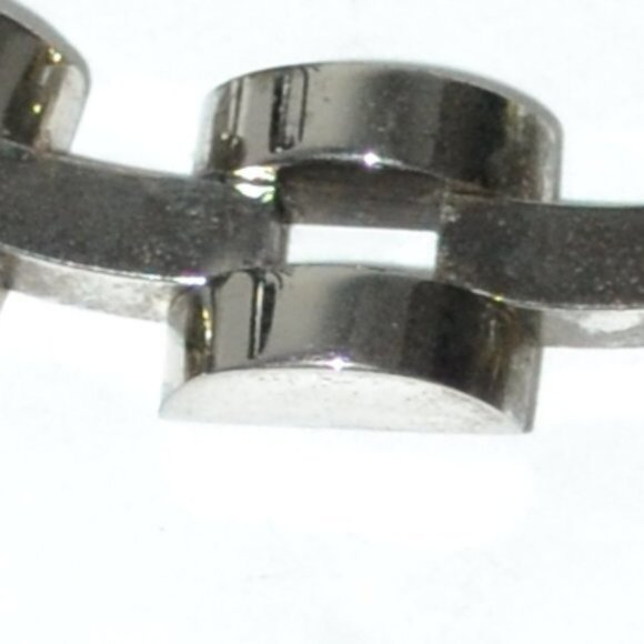 Vintage 70s 60's Retro Silver Sculpture Scallop Chunky Box Chain Necklace - Picture 4 of 9